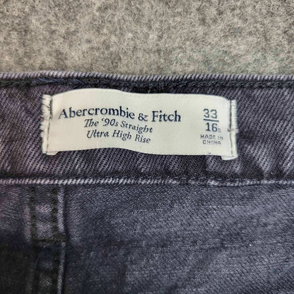 Abercrombie & Fitch Jeans Womens 33 Gray 90s Straight Ultra High Rise Y2K Boho - Picture 11 of 12
